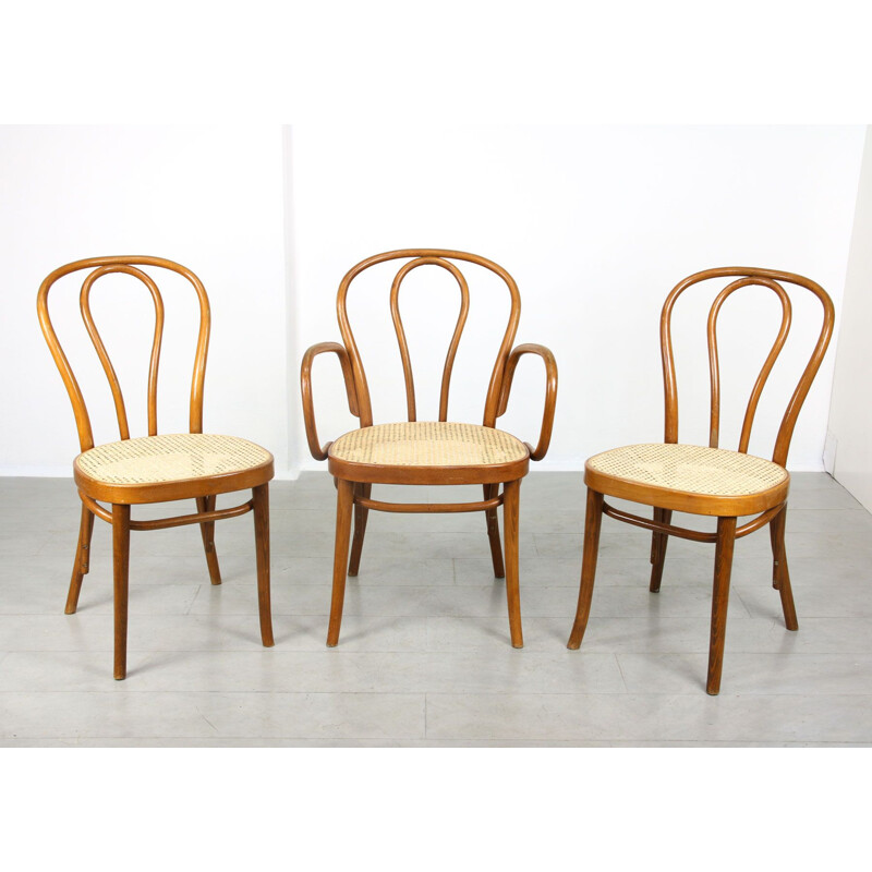 Ensemble de 3 chaises vintage No.218 de Michael Thonet