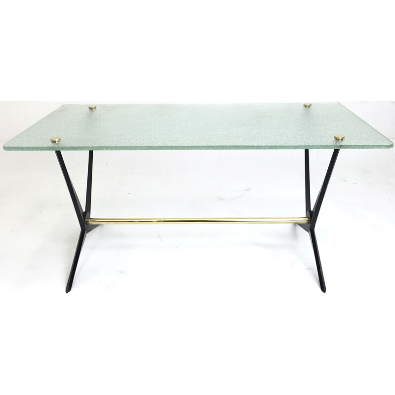 Console in glass and cast iron, Angelo OSTUNI - 1950s