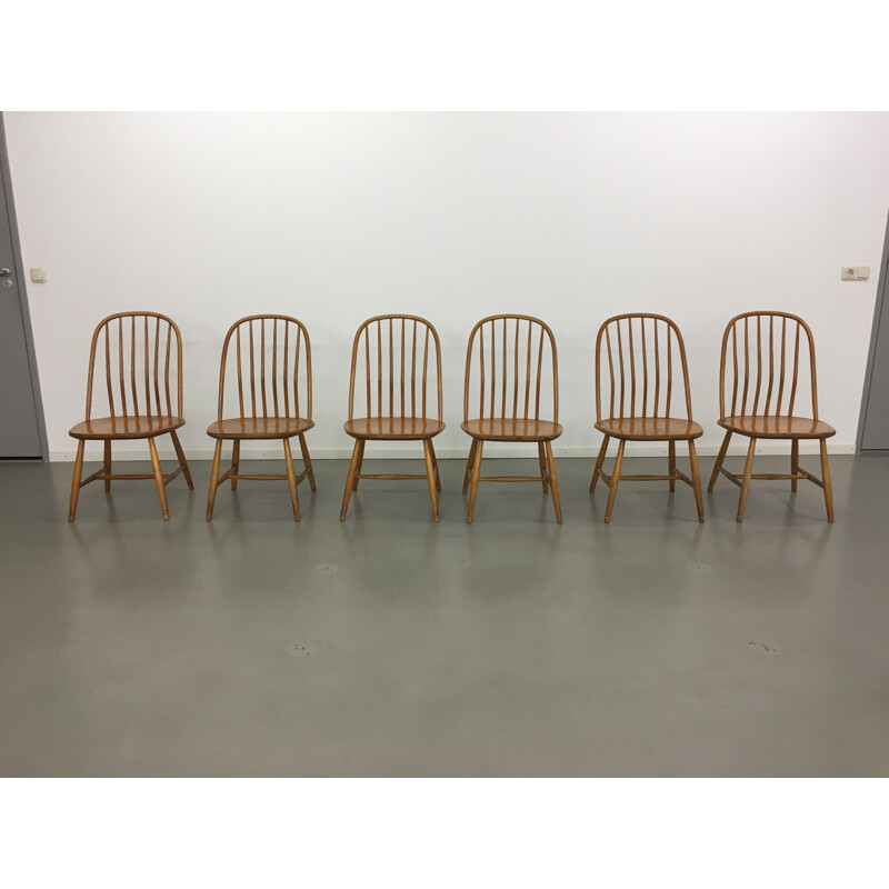 Set of 6 Nassjo "Akerblom" dining chairs in birch, Bengt AKERBLOM & Gunnar EKLOF - 1950s