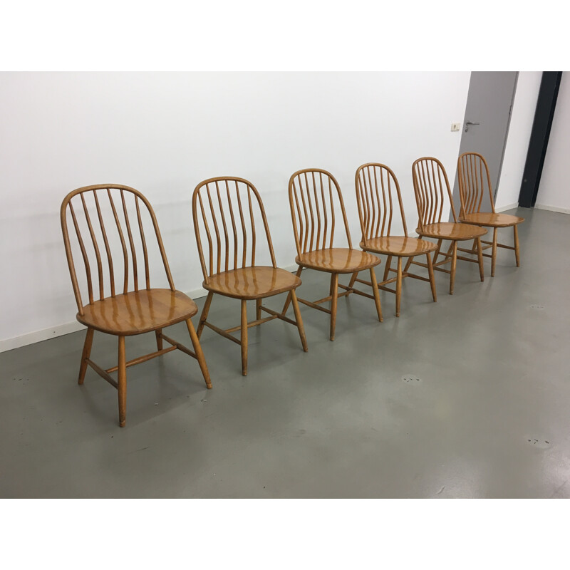 Set of 6 Nassjo "Akerblom" dining chairs in birch, Bengt AKERBLOM & Gunnar EKLOF - 1950s