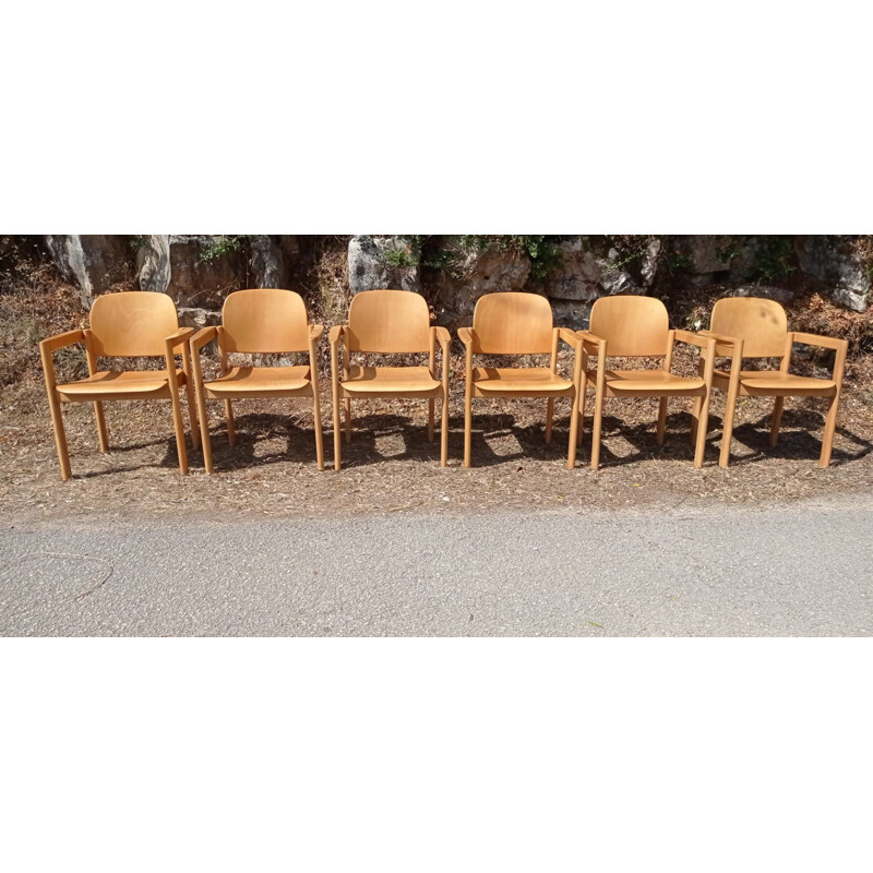 Pair of vintage oak armchairs, Switzerland