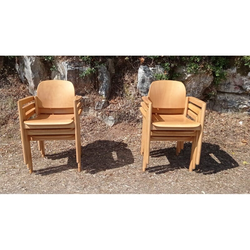 Pair of vintage oak armchairs, Switzerland