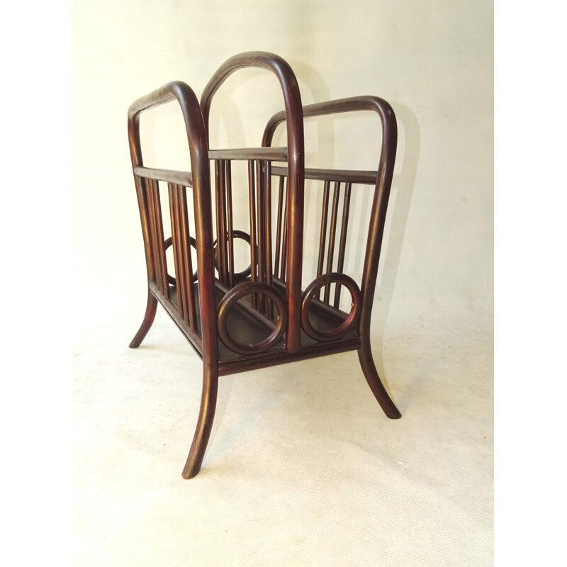 Vintage rosewood magazine rack Notenständer N33 by Thonet, 1910s