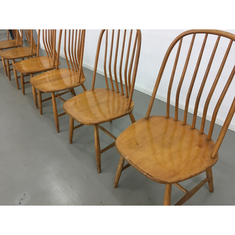 Set of 6 Nassjo "Akerblom" dining chairs in birch, Bengt AKERBLOM & Gunnar EKLOF - 1950s