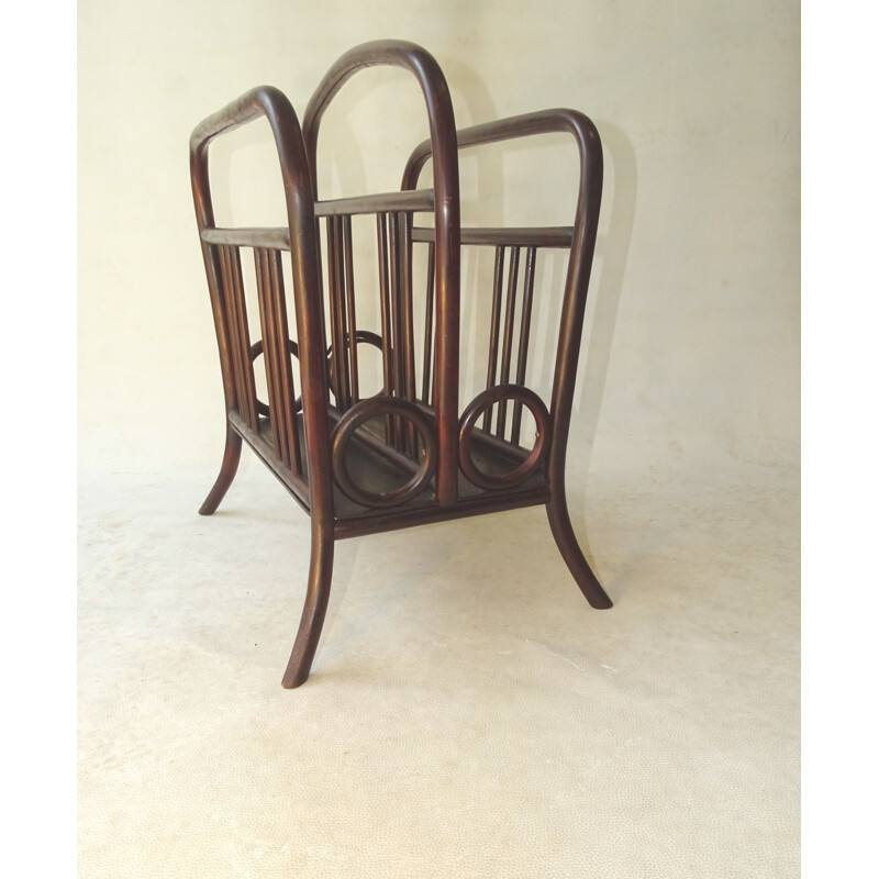 Vintage rosewood magazine rack Notenständer N33 by Thonet, 1910s