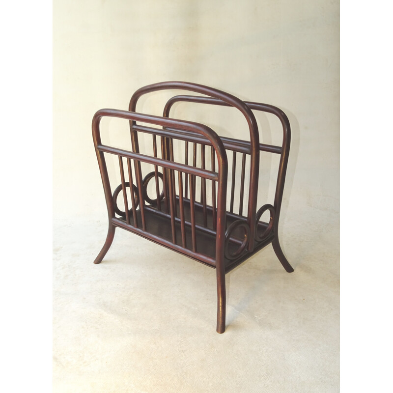 Vintage rosewood magazine rack Notenständer N33 by Thonet, 1910s