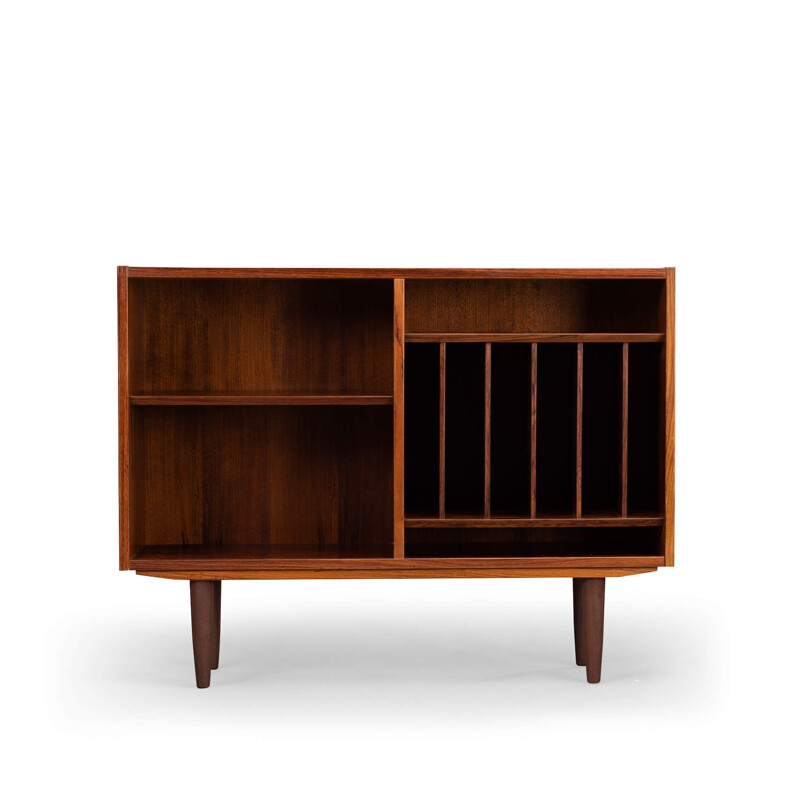 Vintage rosewood bookcase with record rack by Carlo Jensen for Hundevad, 1960s