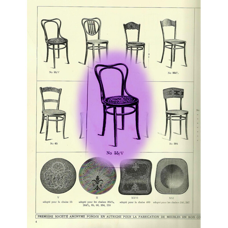 Lot de 3 chaises bistrot vintage en bois N 55 par Jacob et Joseph Kohn, 1905 