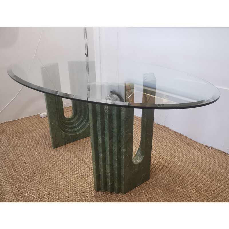 Table vintage en marbre et verre de Carlo Scarpa pour Cattelan, Italie 1970