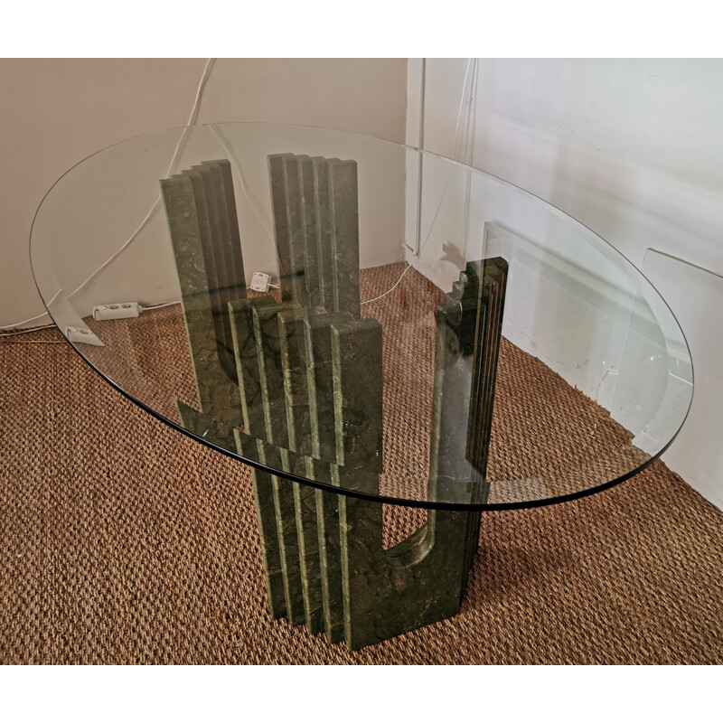 Table vintage en marbre et verre de Carlo Scarpa pour Cattelan, Italie 1970