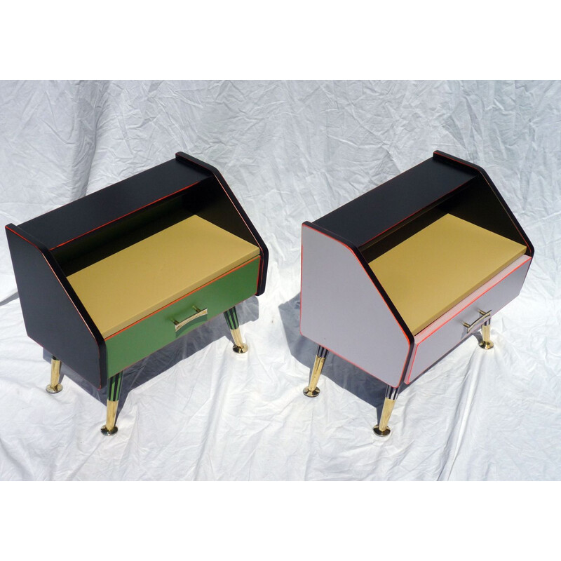 Pair of vintage multi color night stands