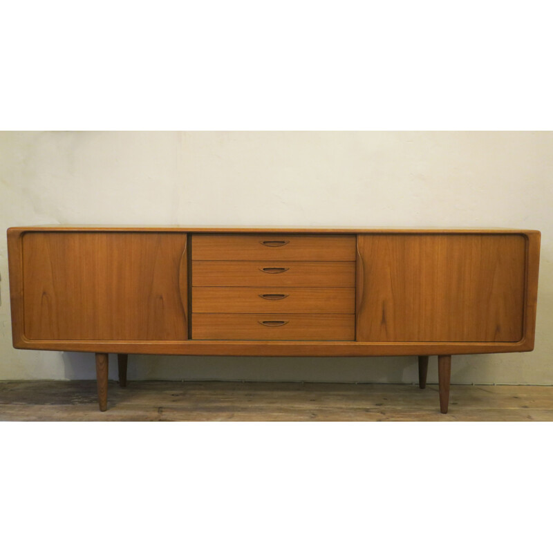 Vintage teak sideboard with sliding doors by H W Klein, Denmark 1960s