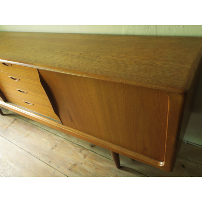 Vintage teak sideboard with sliding doors by H W Klein, Denmark 1960s