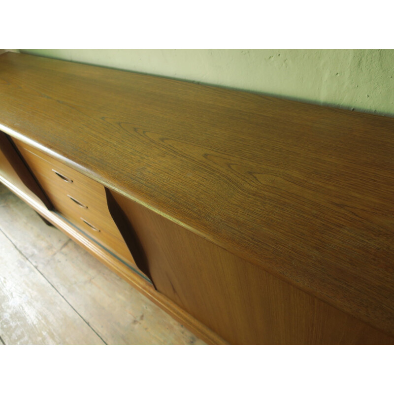 Vintage teak sideboard with sliding doors by H W Klein, Denmark 1960s