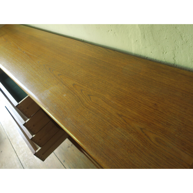 Vintage teak sideboard with sliding doors by H W Klein, Denmark 1960s