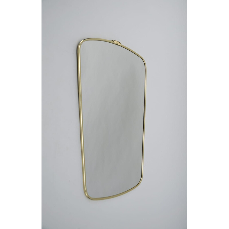 Vintage brass wall mirror by Lend, Germany 1950s