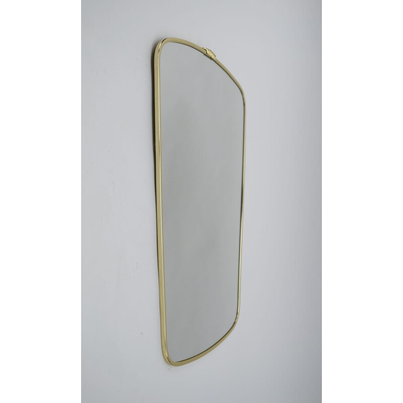 Vintage brass wall mirror by Lend, Germany 1950s