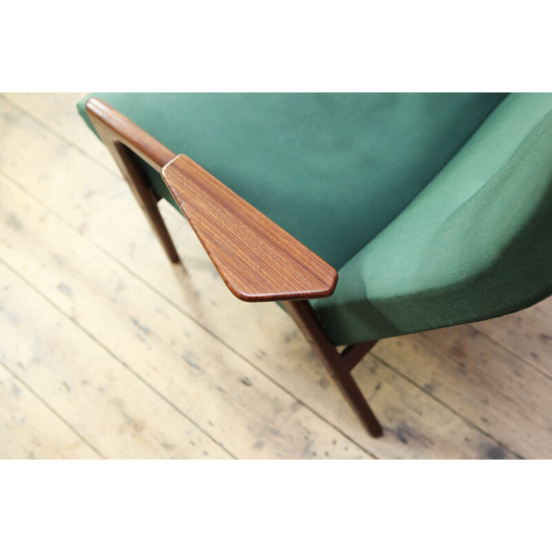 Pastoe "Ruster" armchair in mint fabric and teak, Yngve EKSTRÖM - 1960s