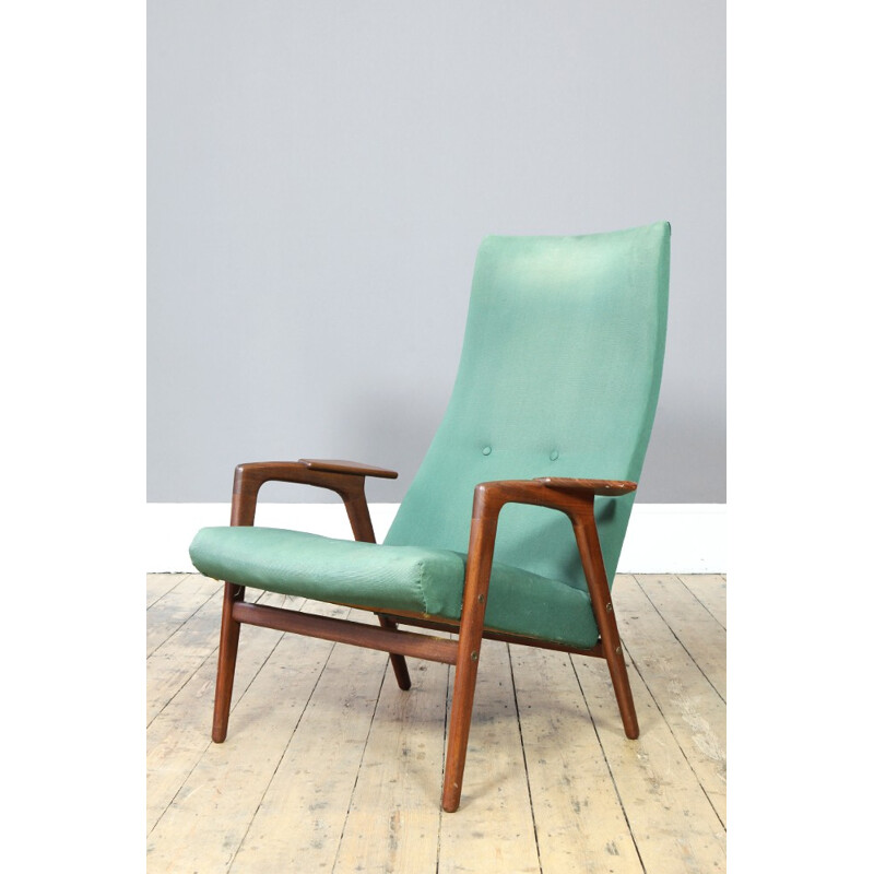 Pastoe "Ruster" armchair in mint fabric and teak, Yngve EKSTRÖM - 1960s