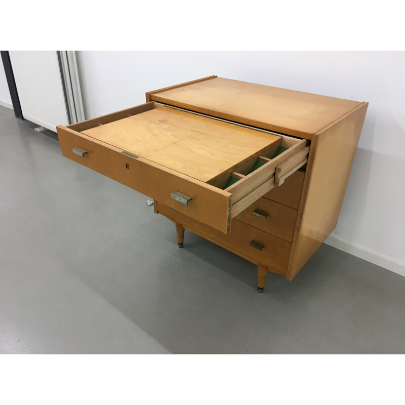 Dutch chest of drawers in birch with mirror, A. A. PATIJN - 1950s