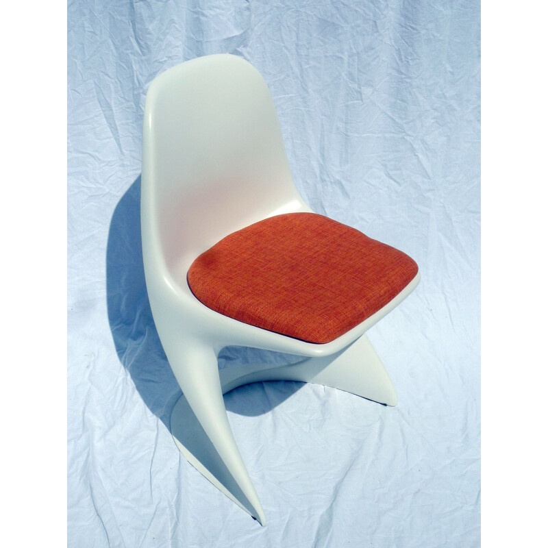 Vintage white and orange Casala chair by Alexander Begge, 1975