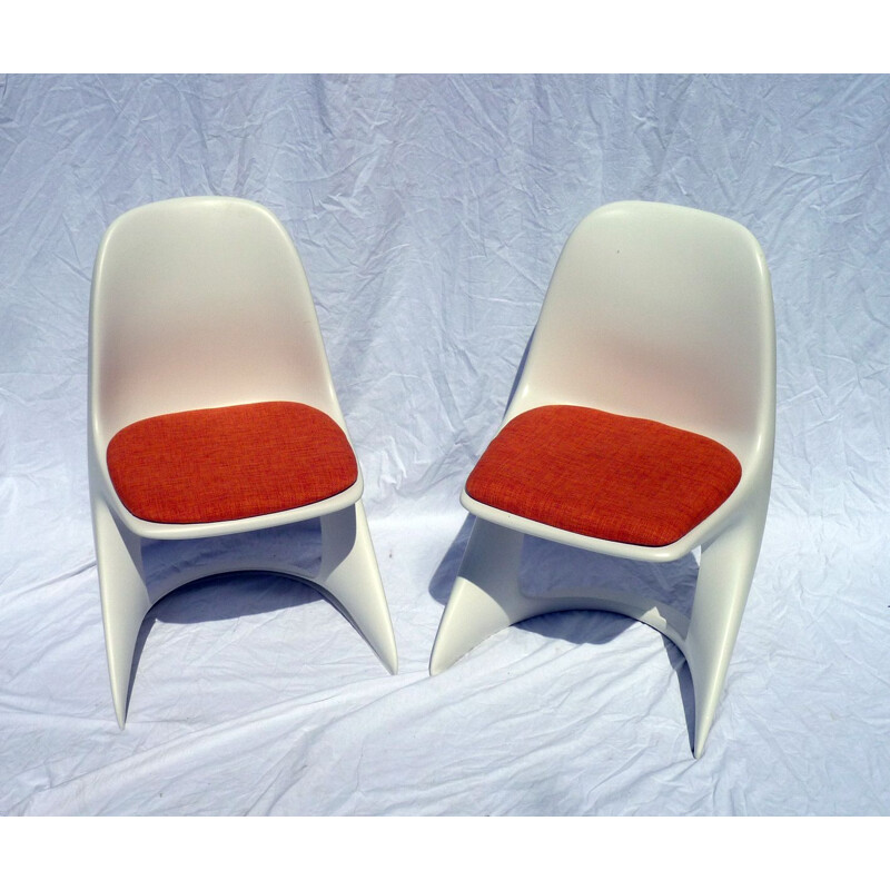 Vintage witte en oranje Casala stoel van Alexander Begge, 1975
