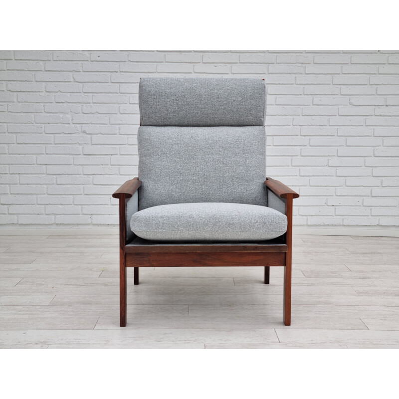 Sillón danés vintage Capella en madera de palisandro de Illum Wikkelsø para Eilersen Møbler, 1970