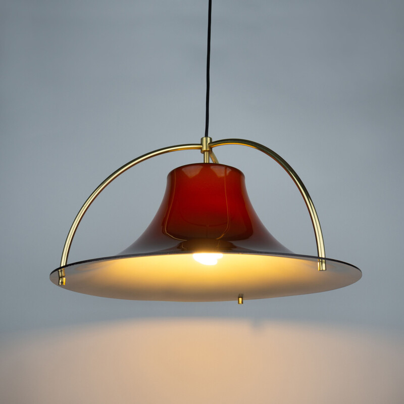 Danish vintage pendant lamp Single by Jo Hammerborg for Fog og Morup, 1977