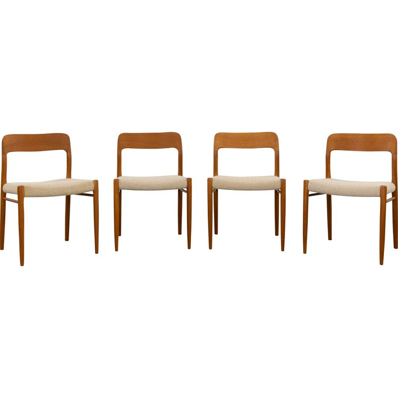Set of 4 vintage teak chairs model No75 by Niels O. Möller for J.L. Möller, Denmark 1954