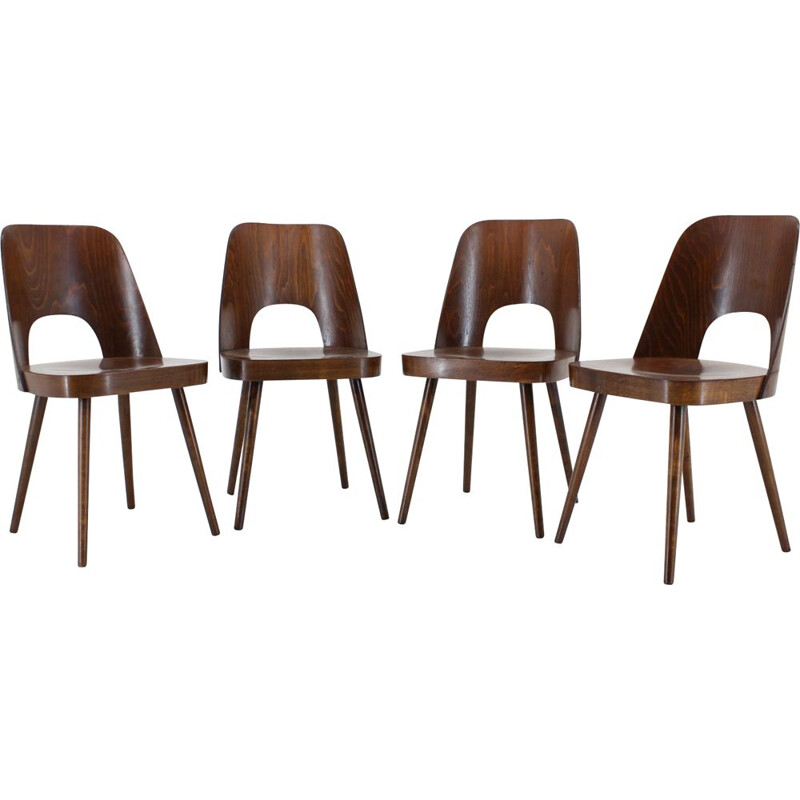 Set of 4 vintage beechwood chairs by Oswald Haerdtl, Czechoslovakia 1960