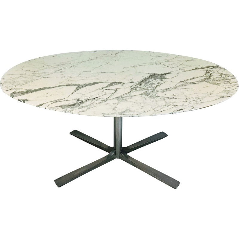 Table ovale vintage en marbre par roche bobois, 1970