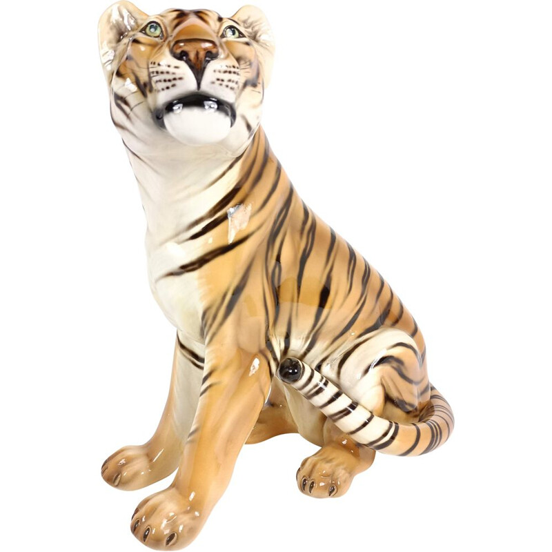 Tigre in ceramica vintage, Italia 1970