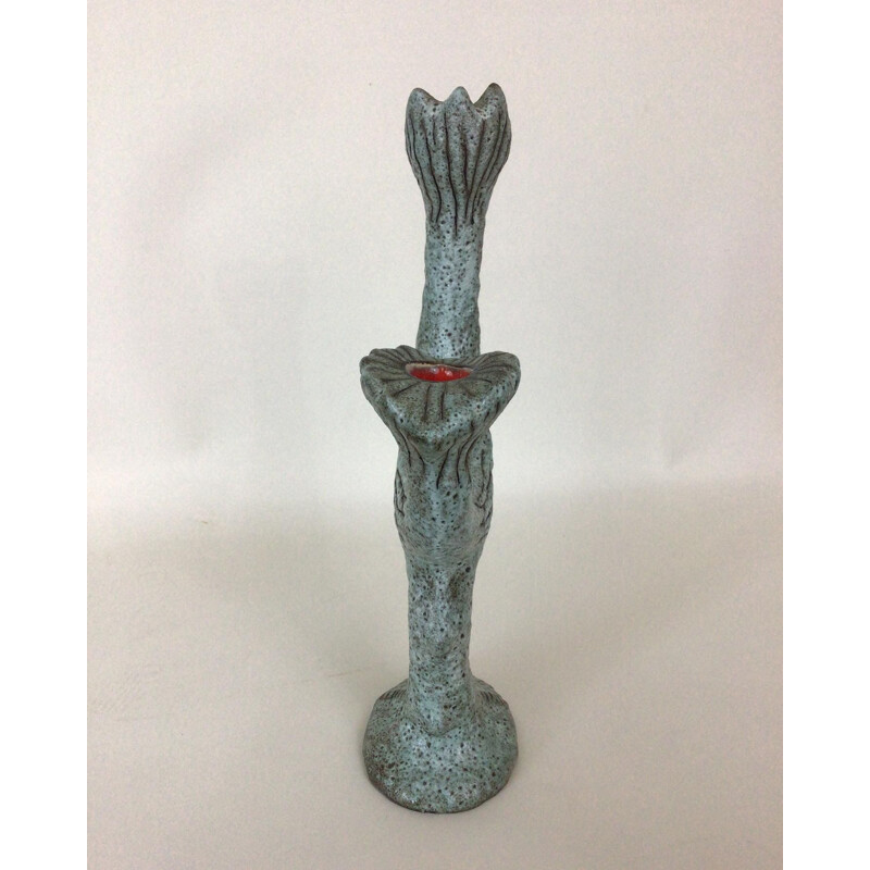 Vintage ceramic candlestick by Bruno Dose for Du Breuil pottery, 1950s