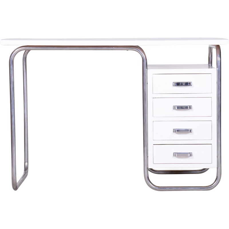 Vintage wit messing bauhaus bureau door Robert Slezak voor Slezak Factories, Duitsland 1930