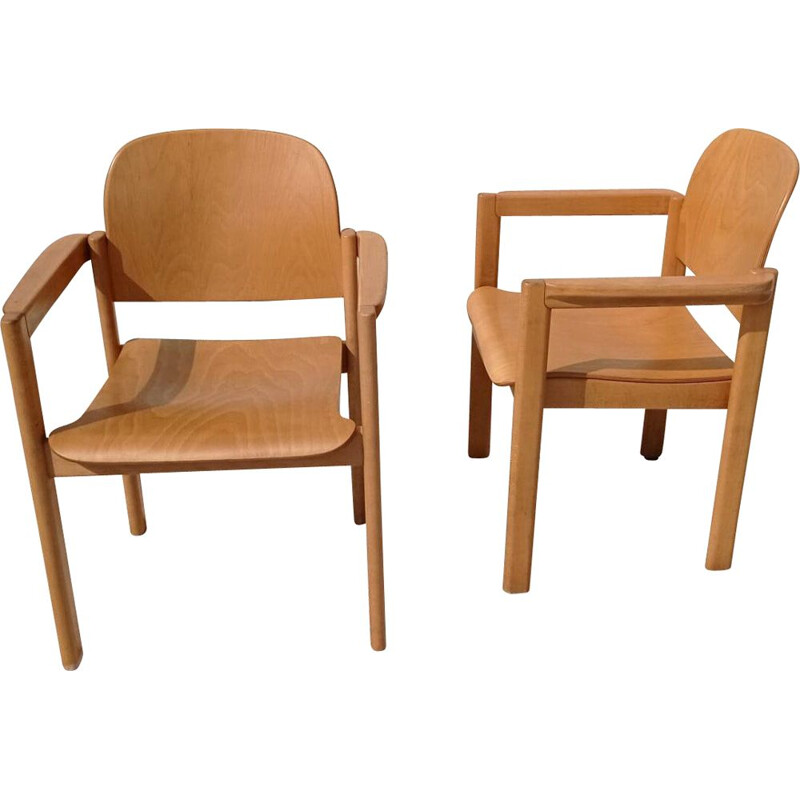 Pair of vintage oak armchairs, Switzerland