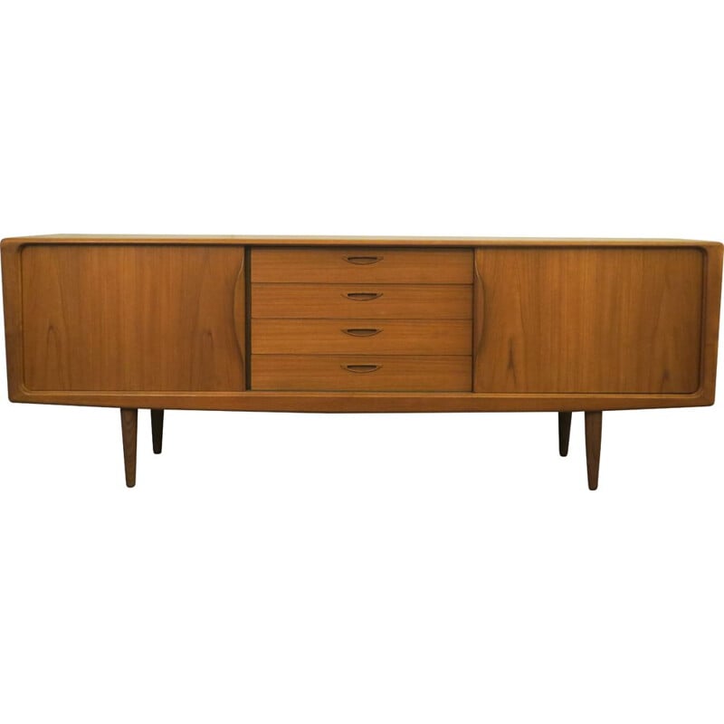 Vintage teak sideboard with sliding doors by H W Klein, Denmark 1960s