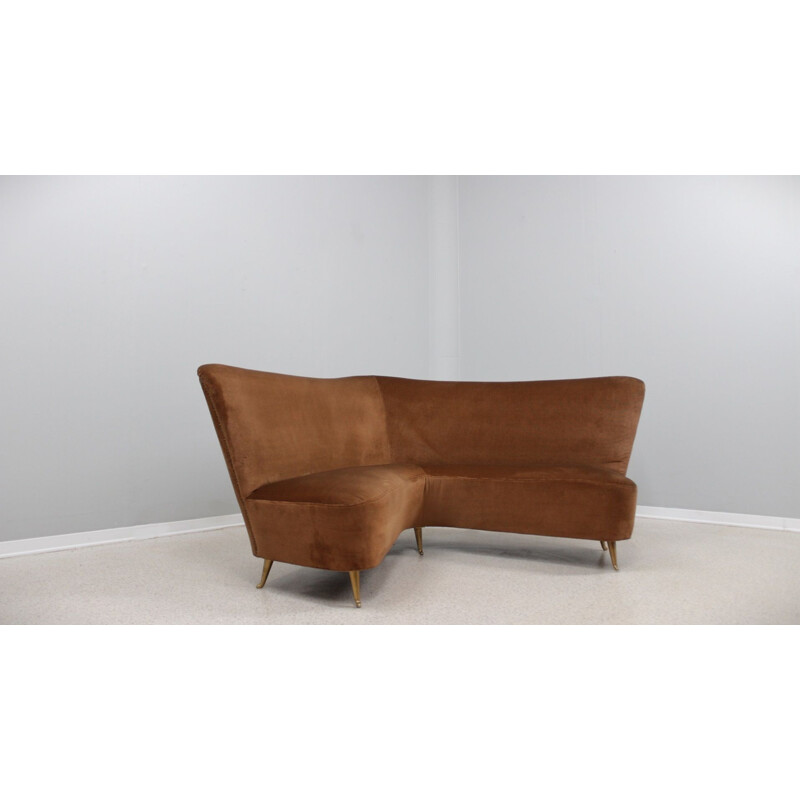 Vintage curved 2-seater sofa by Isa Bergamo, 1950