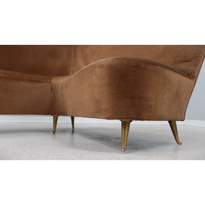 Vintage curved 2-seater sofa by Isa Bergamo, 1950