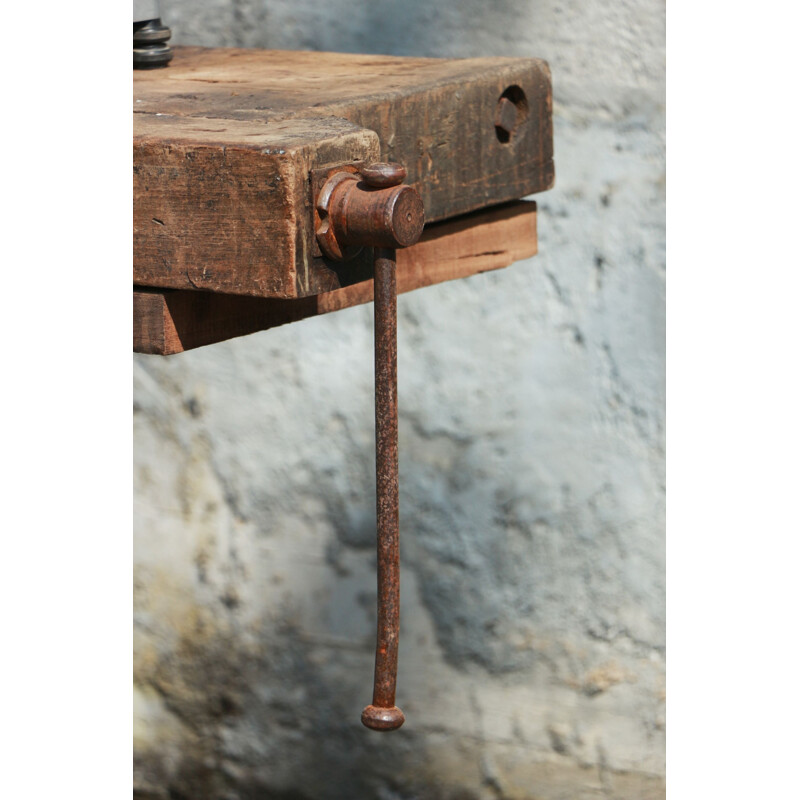 Vintage solid oakwood workbench