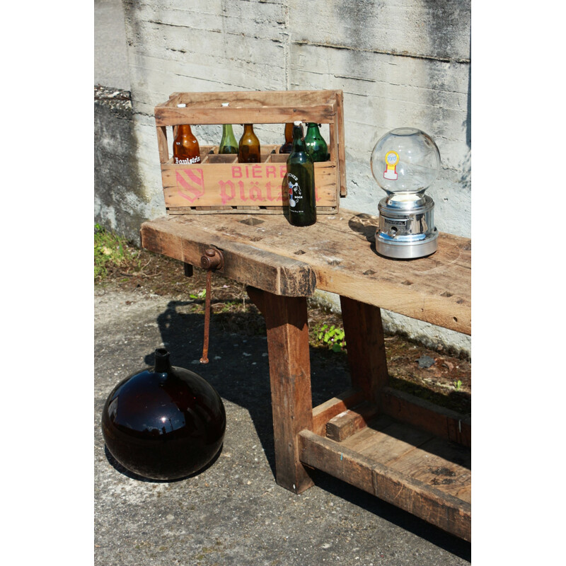 Vintage solid oakwood workbench