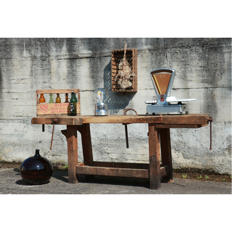 Vintage solid oakwood workbench