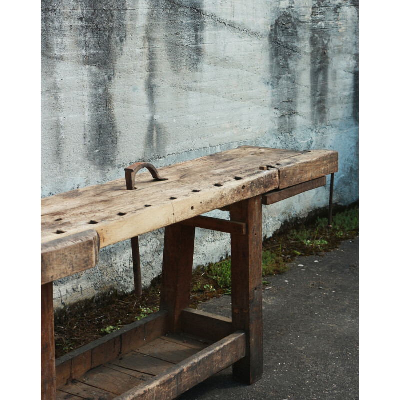 Vintage solid oakwood workbench