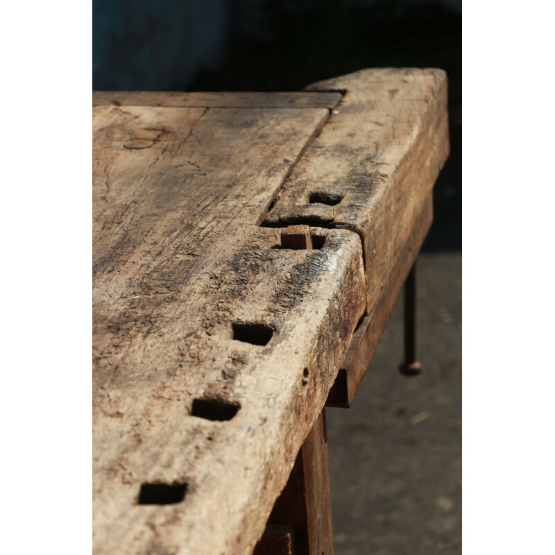 Vintage solid oakwood workbench