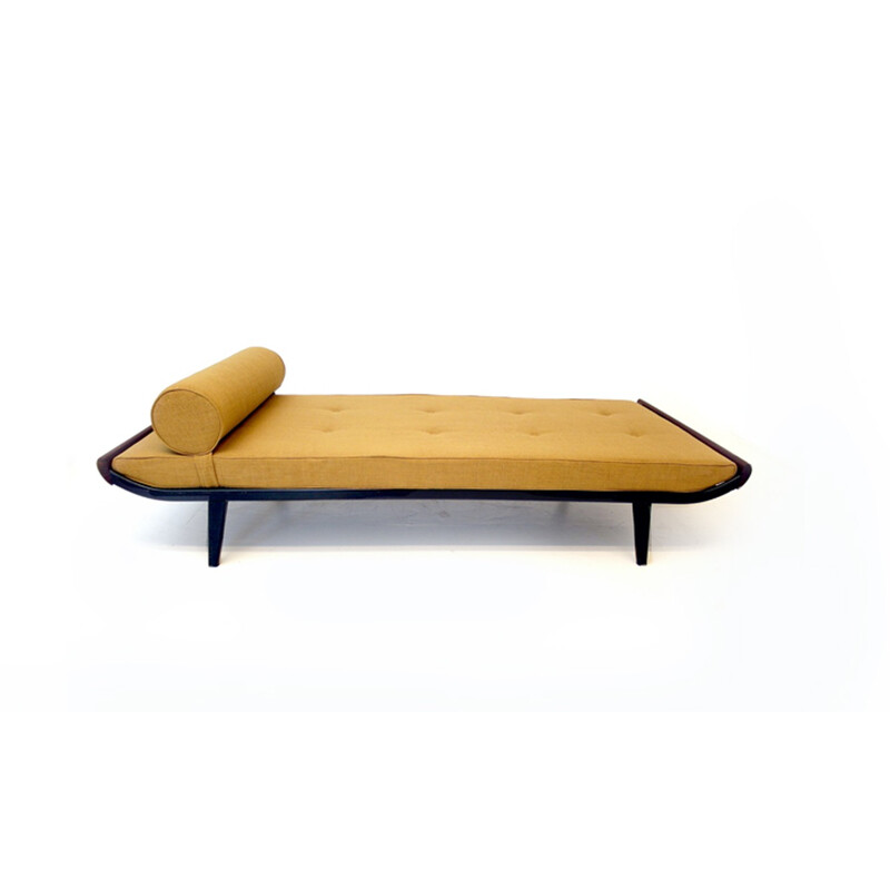 Auping "Cleopatra" daybed in mustard yellow fabric and teak, Dick CORDEMEIJER - 1950s