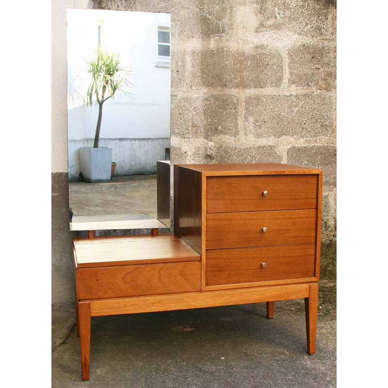 Vintage Uniflex dresser in teak with mirror - 1960s