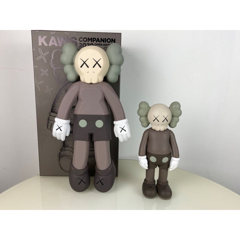 Pair of brown vintage Kaws Companion figures, 2020