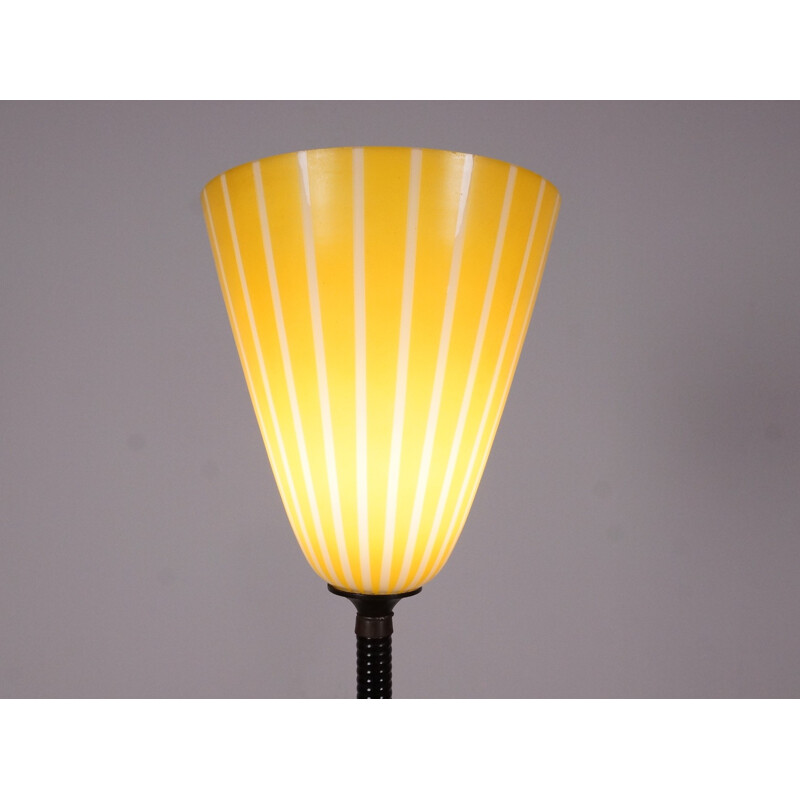Floor lamp with a yellow glass shade - 1960s