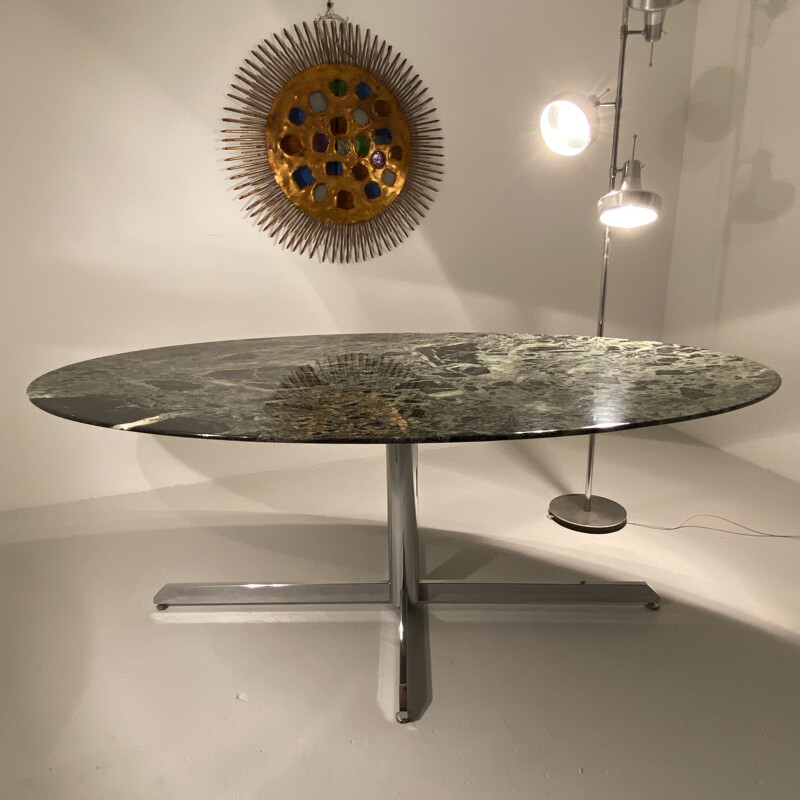 Vintage oval table by Florence Knoll for Roche-bobois, 1960s