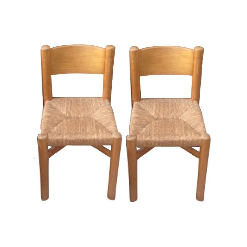 Pair of Steph Simon "Méribel" chairs, Charlotte PERRIAND - 1960s