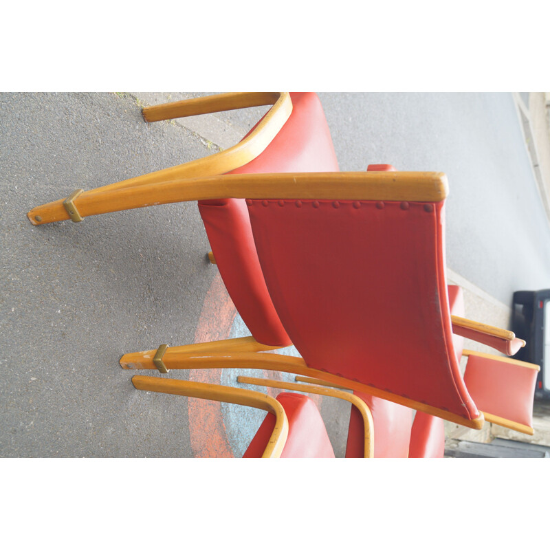 Set of 6 vintage Bowwod chairs by Steiner, 1950